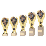 Gold Plastic Holder + Music Disc On Cream Marble Trophy (1in Cen) by Legacy Outfitters