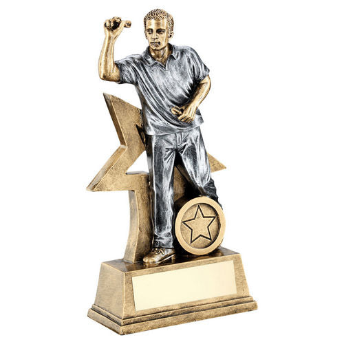 Brz/Gold/Pew Male Darts Figure With Star Backing With Plate (1in Centre) - 152mm by Legacy Outfitters
