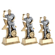 Brz/Gold/Pew Male Darts Figure With Star Backing With Plate (1in Centre) by Legacy Outfitters