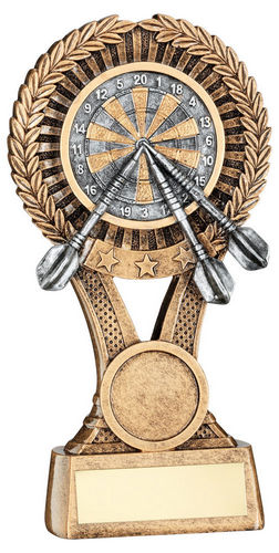 Brz/Gold/Pew Darts Round Wreath On V Riser With Plate (1in Cen) - 127mm by Legacy Outfitters