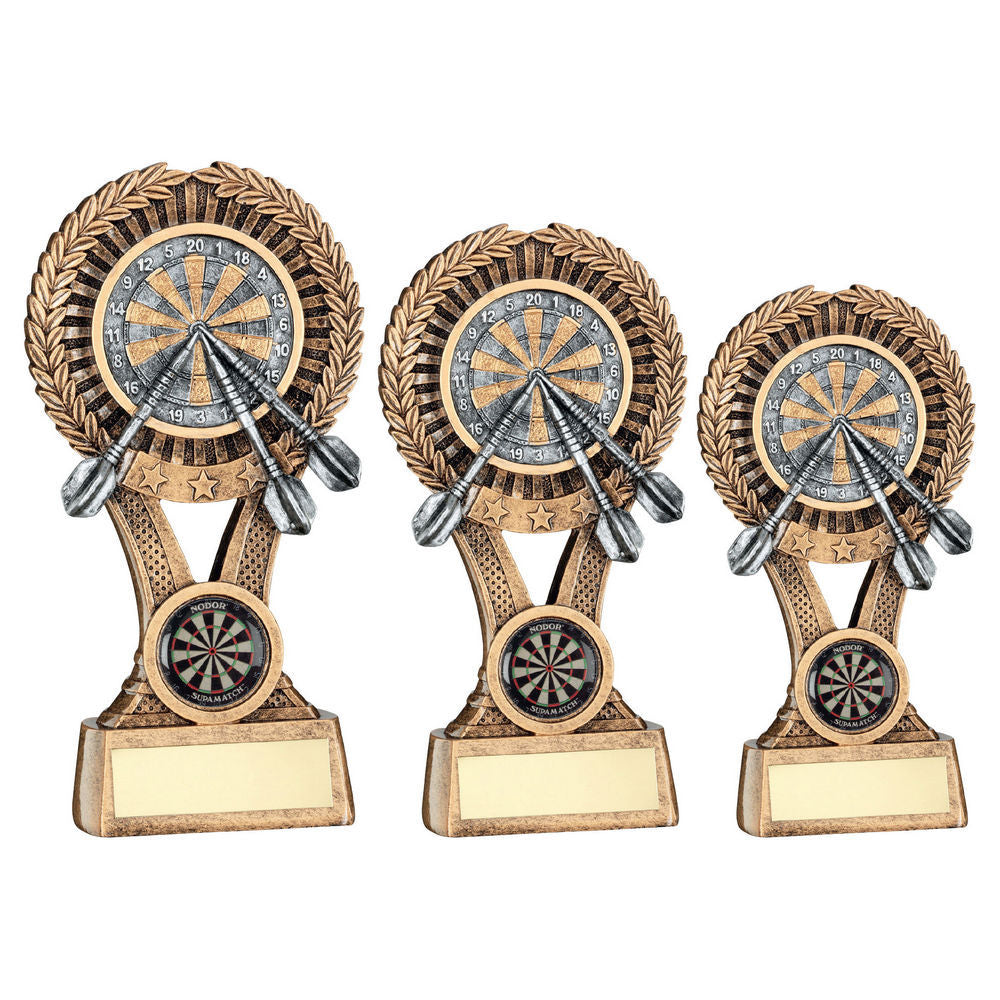 Brz/Gold/Pew Darts Round Wreath On V Riser With Plate (1in Cen) by Legacy Outfitters