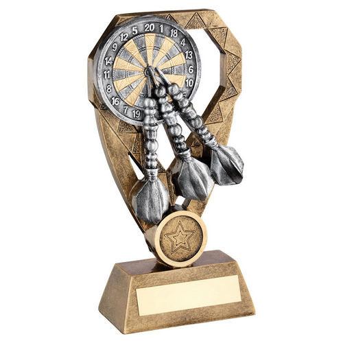 Brz/Pew/Gold Darts With Dartboard On Diamond With Plate (1in Centre) - 152mm by Legacy Outfitters