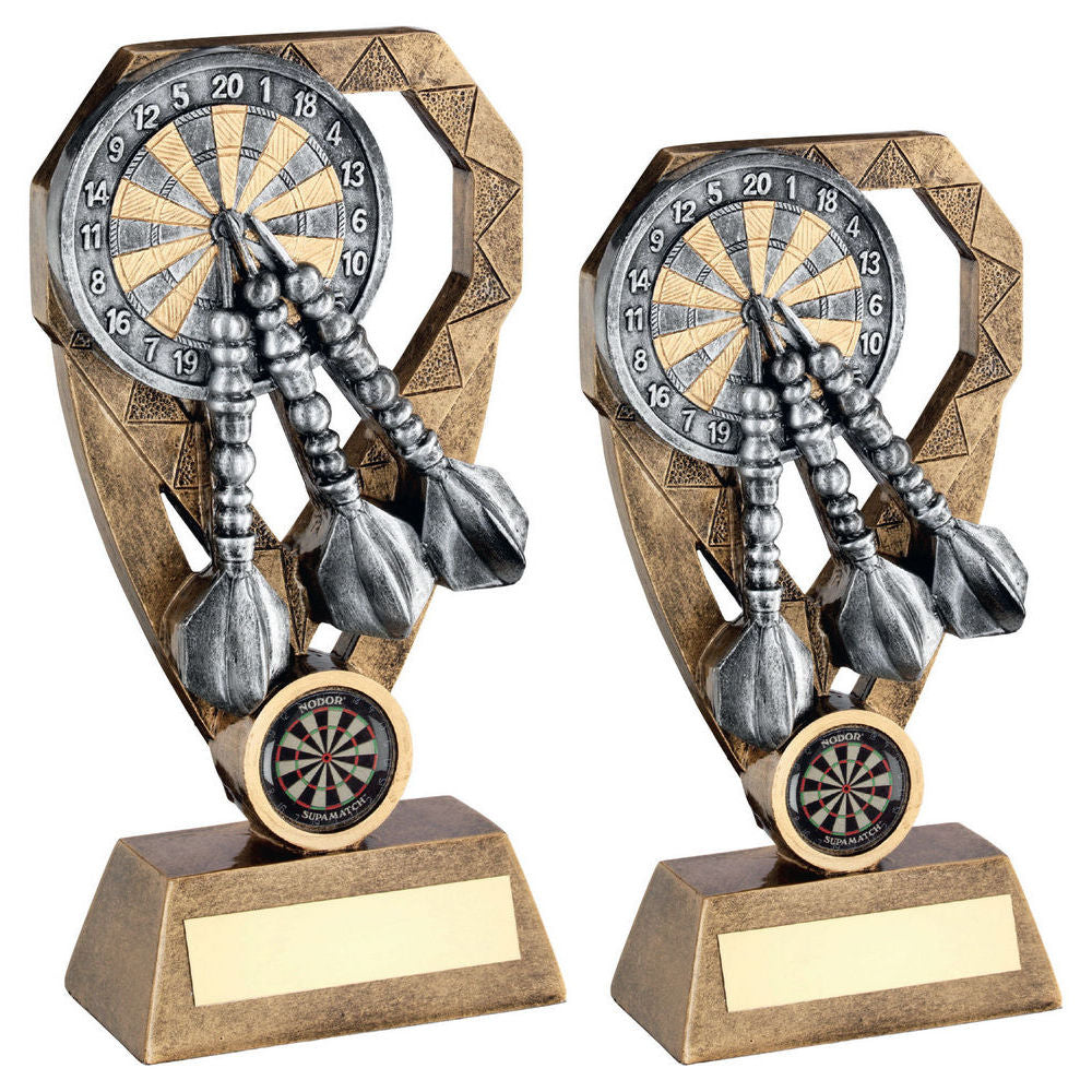 Brz/Pew/Gold Darts With Dartboard On Diamond With Plate (1in Centre) by Legacy Outfitters
