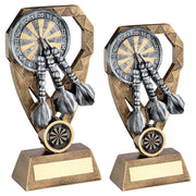 Brz/Pew/Gold Darts With Dartboard On Diamond With Plate (1in Centre) by Legacy Outfitters