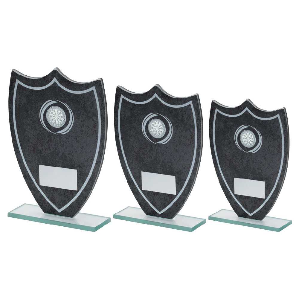 Stone Effect Glass Shield With Darts Centre And Plate by Legacy Outfitters