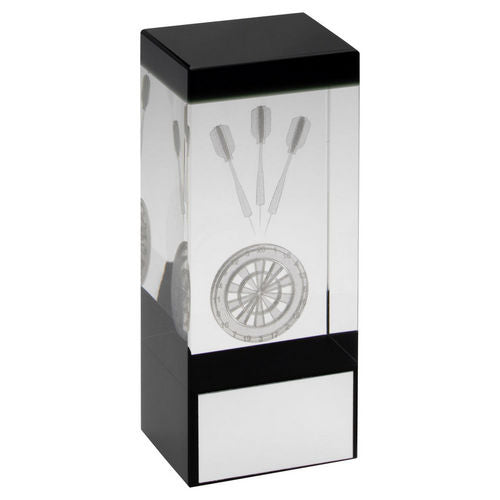 Clear/Black Glass Block With Lasered Darts Image With Plate - 102mm by Legacy Outfitters