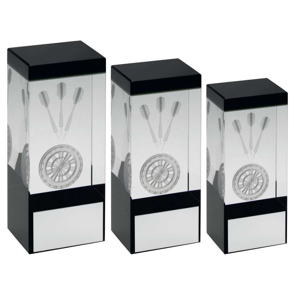 Clear/Black Glass Block With Lasered Darts Image With Plate by Legacy Outfitters
