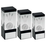 Clear/Black Glass Block With Lasered Darts Image With Plate by Legacy Outfitters