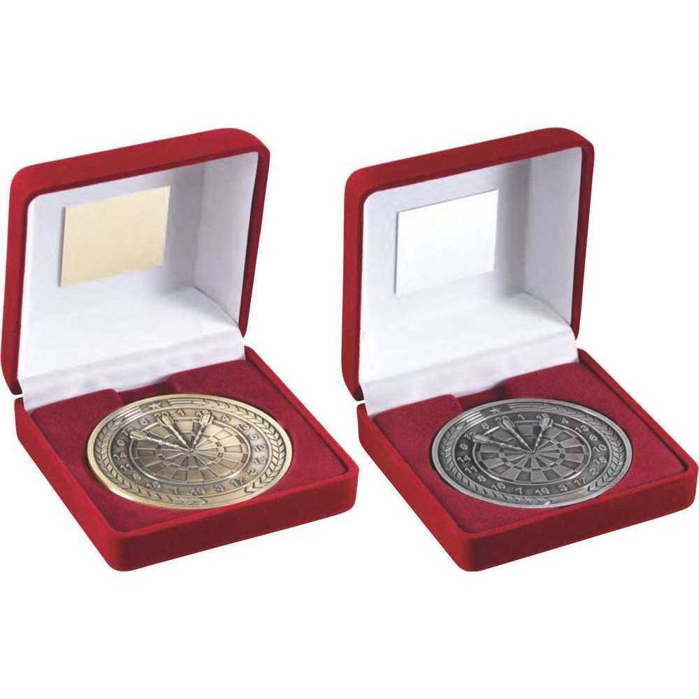 Red Velvet Box And 70mm Medallion Darts by Legacy Outfitters