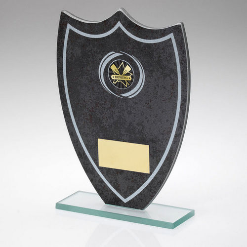 Stone Effect Glass Shield With Vinyl Rowing Insert And Plate - 165mm by Legacy Outfitters