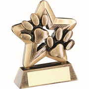 BRZ/GOLD DOG PAWS WITH PLATE MINI STAR WITH PLATE - 3.75in