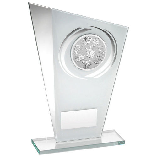 White/Silver Printed Glass Plaque With Dog Insert With Plate - 203mm by Legacy Outfitters