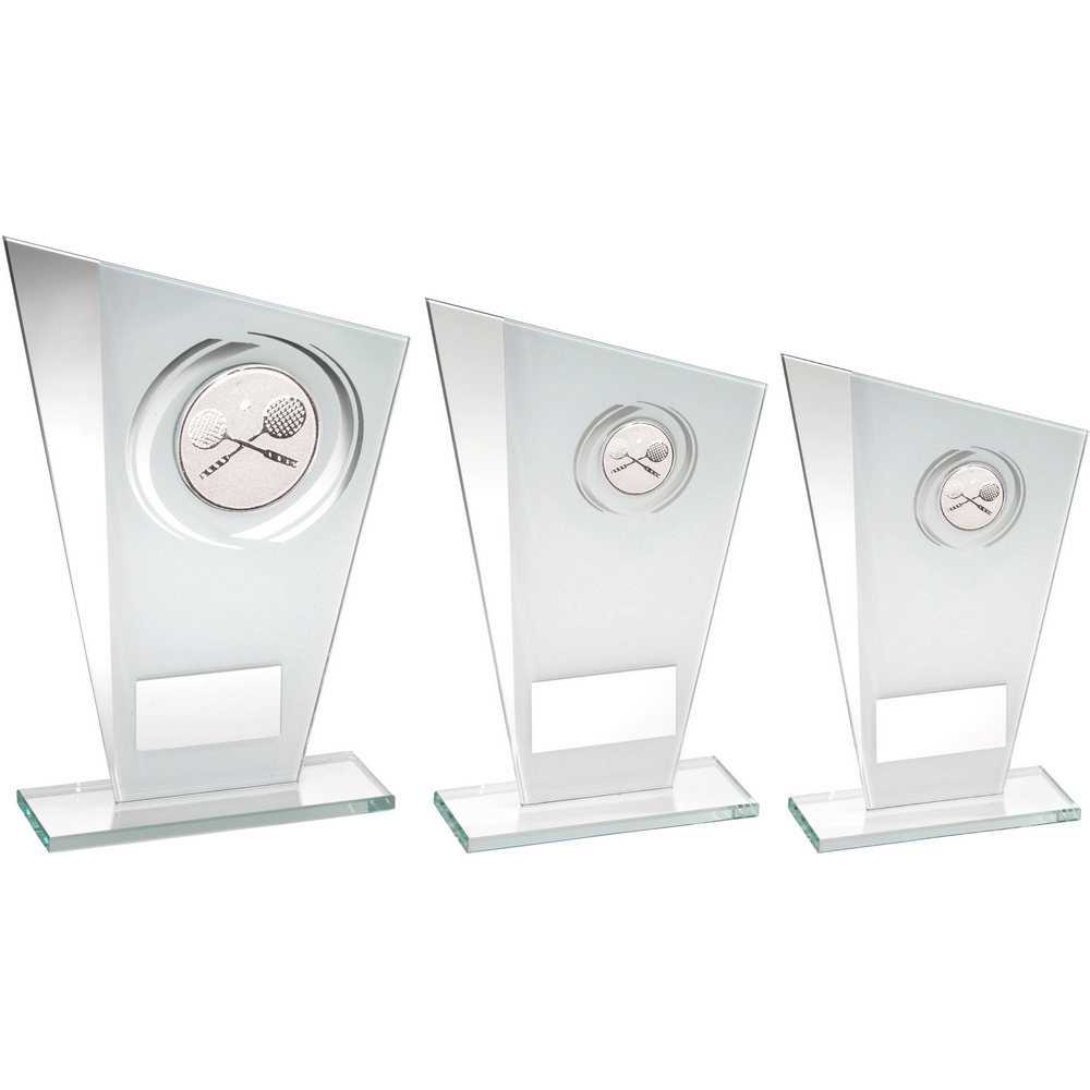 White/Silver Printed Glass Plaque With Squash Insert With Plate by Legacy Outfitters