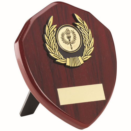 Rosewood Shield And Gold Trim Assembled Trophy (1in Centre) - 102mm by Legacy Outfitters