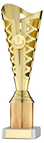 Gold Plastic Titan Cup Assembled On Marble (1in Cen) - 248mm by Legacy Outfitters