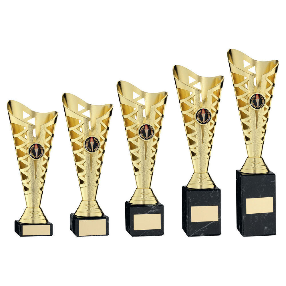 Gold Plastic Titan Cup On Black Marble Assembled Trophy (1in Cen) by Legacy Outfitters