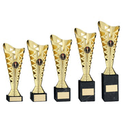 Gold Plastic Titan Cup On Black Marble Assembled Trophy (1in Cen) by Legacy Outfitters