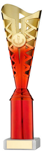 Gold/Red Plastic Titan Cup Assembled On Marble (1in Cen) - 248mm by Legacy Outfitters