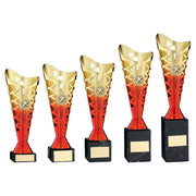 Gold/Red Plastic Titan Cup On Black Marble Assembled Trophy (1in Cen) by Legacy Outfitters
