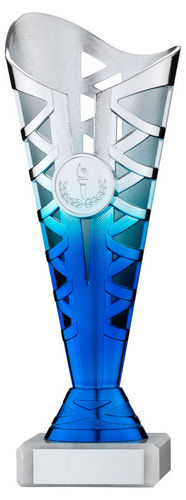 Silver/Blue Plastic Titan Cup Assembled On Marble (1in Cen) - 222mm by Legacy Outfitters