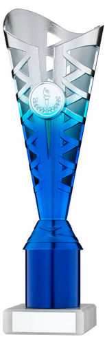 Silver/Blue Plastic Titan Cup Assembled On Marble (1in Cen) - 248mm by Legacy Outfitters
