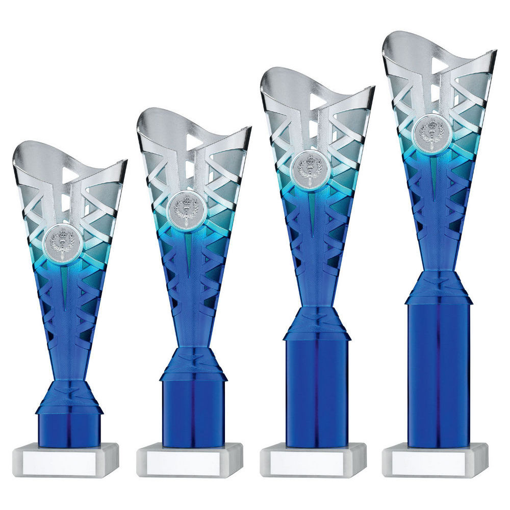 Silver/Blue Plastic Titan Cup Assembled On Marble (1in Cen) by Legacy Outfitters