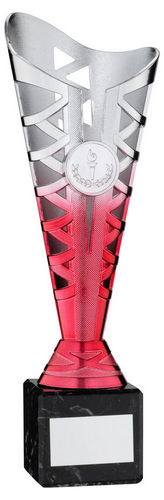 Silver/Pink Plastic Titan Cup On Blk Marble Assembled Trophy (1in Cen) - 222mm by Legacy Outfitters