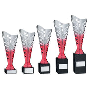 Silver/Pink Plastic Titan Cup On Blk Marble Assembled Trophy (1in Cen) by Legacy Outfitters