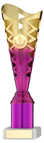 Gold/Purple Plastic Titan Cup Assembled On Marble (1in Cen) - 248mm by Legacy Outfitters