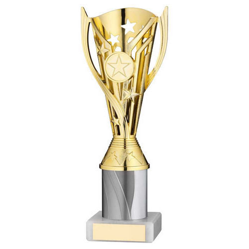 Gold/White Plastic Flash Cup Assembled On Marble (1in Cen) - 203mm by Legacy Outfitters