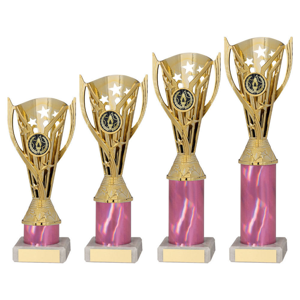 Gold/Pink Plastic Flash Cup Assembled On Marble (1in Cen) by Legacy Outfitters