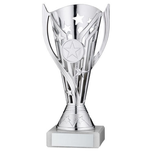 SILVER PLASTIC FLASH CUP ASSEMBLED ON MARBLE   (1in CEN) - 7in