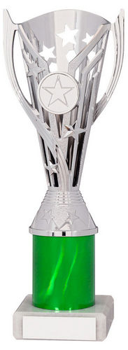 Silver/Green Plastic Flash Cup Assembled On Marble (1in Cen) - 203mm by Legacy Outfitters