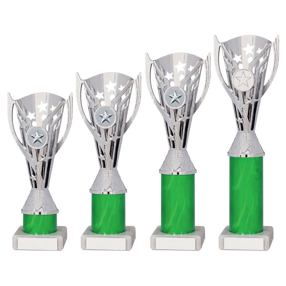 Silver/Green Plastic Flash Cup Assembled On Marble (1in Cen) by Legacy Outfitters