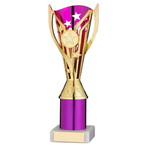 Gold/Purple Plastic Flash Cup Assembled On Marble With Tube (1in Cen) - 203mm by Legacy Outfitters