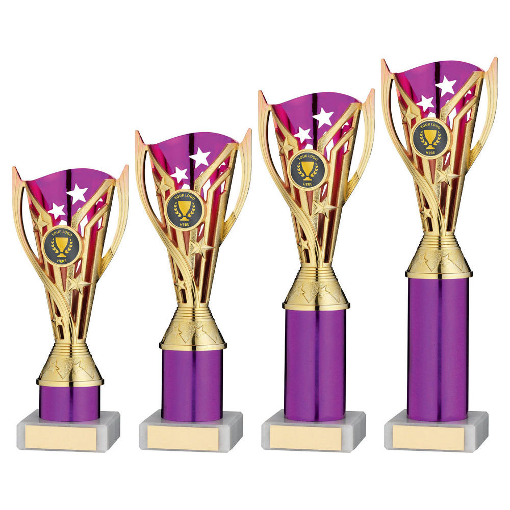 Gold/Purple Plastic Flash Cup Assembled On Marble With Tube (1in Cen) by Legacy Outfitters