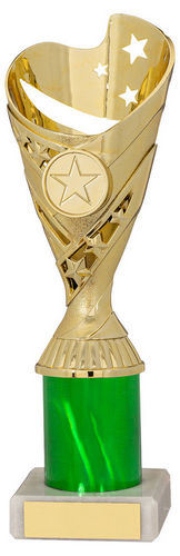 Gold/Green Plastic Sabre Cup Assembled On Marble (1in Cen) - 203mm by Legacy Outfitters