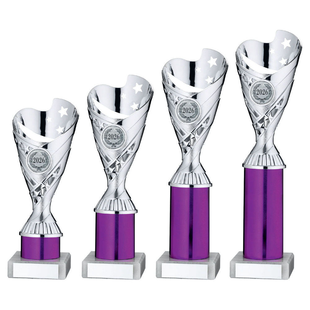 Silver/Purple Plastic Sabre Cup Assembled On Marble (1in Cen) by Legacy Outfitters