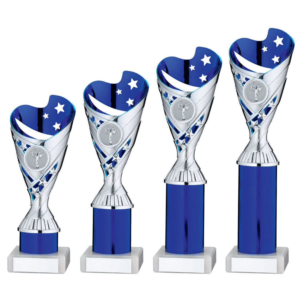 Silver/Blue Plastic Sabre Cup Assembled On Marble With Tube (1in Cen) by Legacy Outfitters