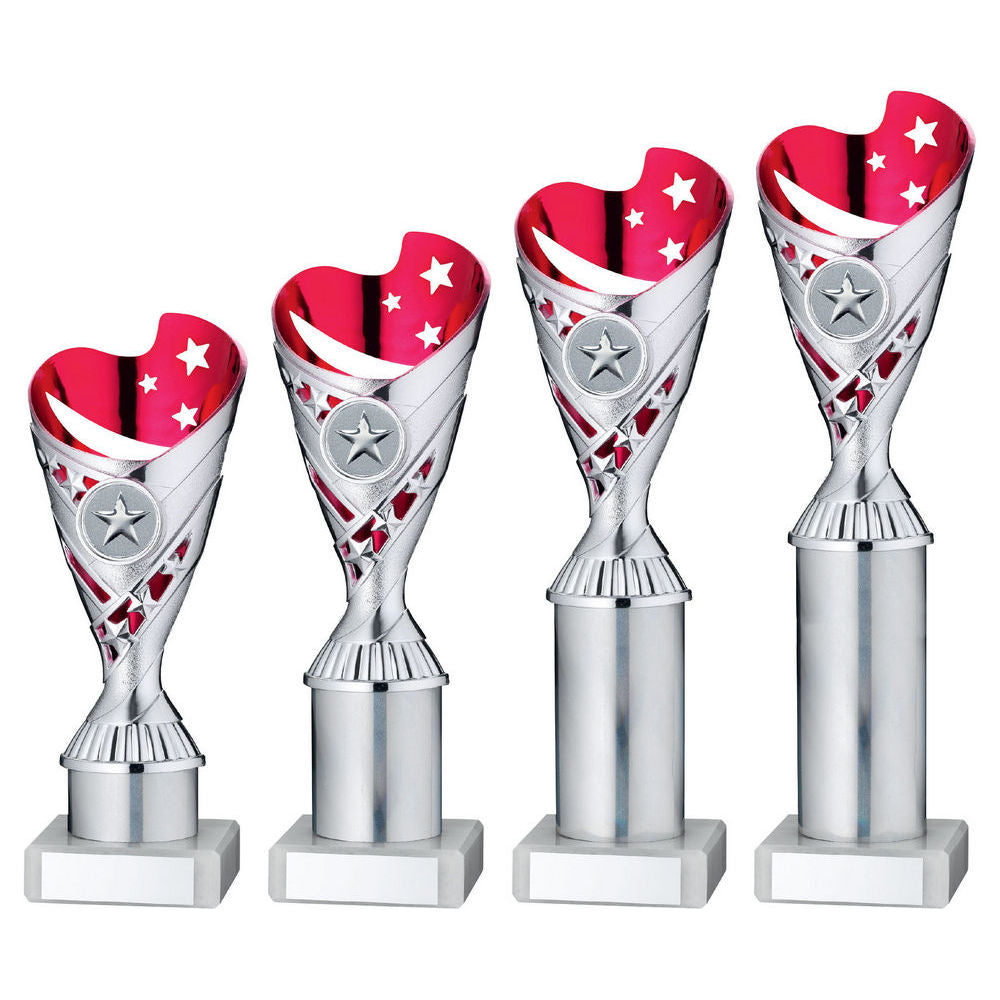 Silver/Pink Plastic Sabre Cup Assembled On Marble With Tube (1in Cen) by Legacy Outfitters