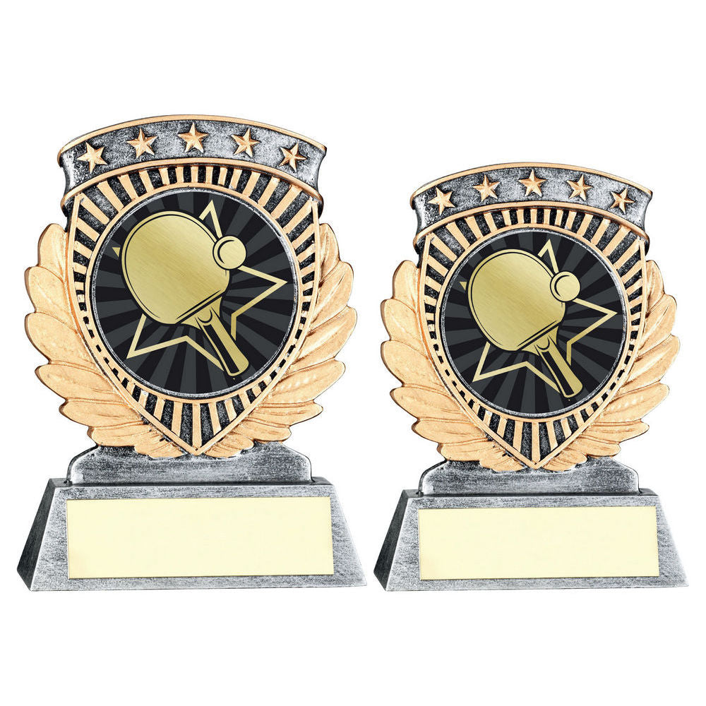 Pew/Gold 5 Star Holder With Vinyl Table Tennis Insert & Plate by Legacy Outfitters