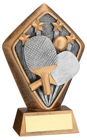 BRZ/GOLD DIAMOND HOLDER WITH TABLE TENNIS DISC WITH PLATE - 5.25in