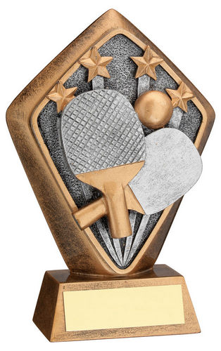 BRZ/GOLD DIAMOND HOLDER WITH TABLE TENNIS DISC WITH PLATE - 5.25in