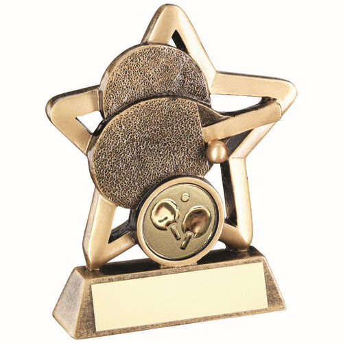 Brz/Gold Table Tennis Mini Star With Plate (1in Centre) - 95mm by Legacy Outfitters