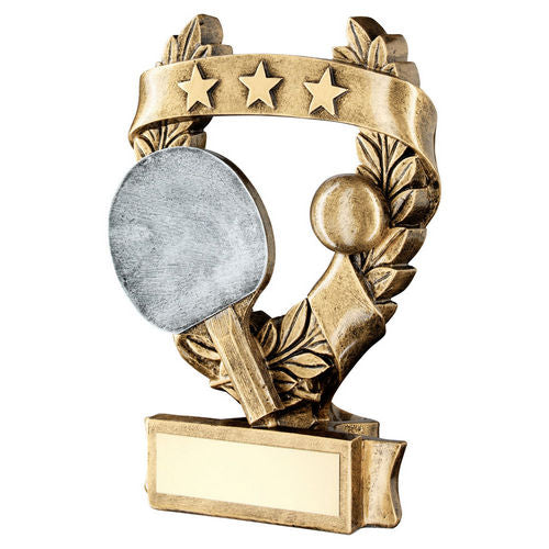 Brz/Pew/Gold Table Tennis 3 Star Wreath Award With Plate - 127mm by Legacy Outfitters