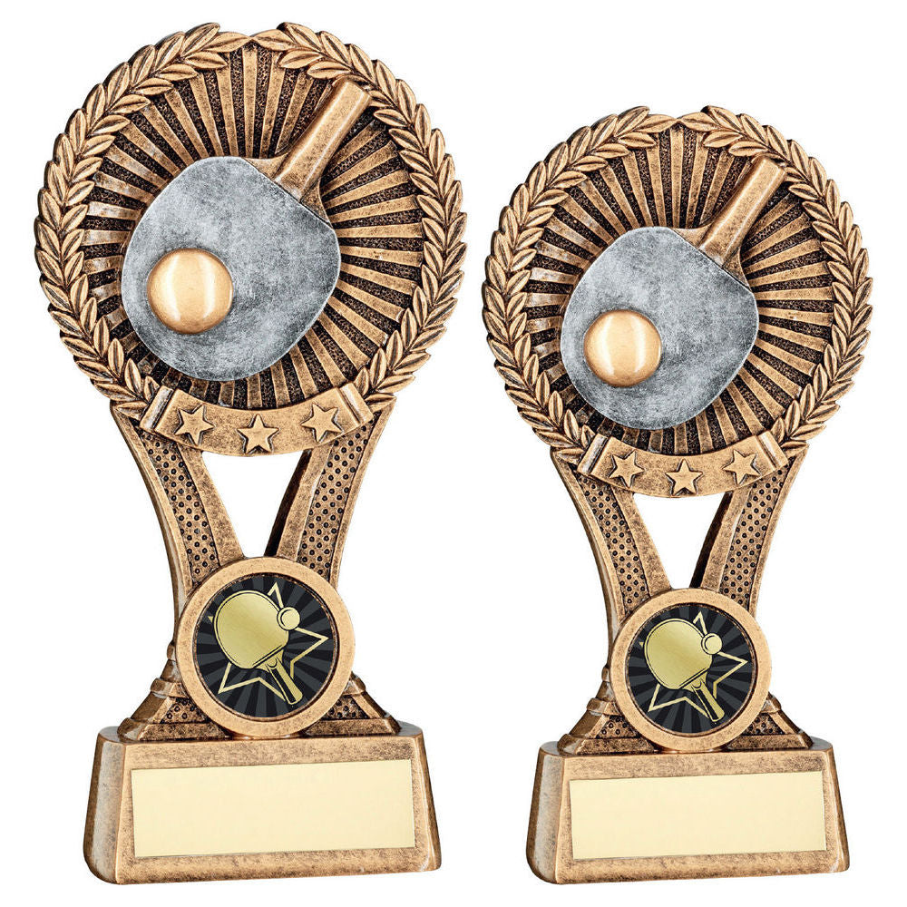 Brz/Gold/Pew Table Tennis Round Wreath On V Riser With Plate (1in Cen) by Legacy Outfitters