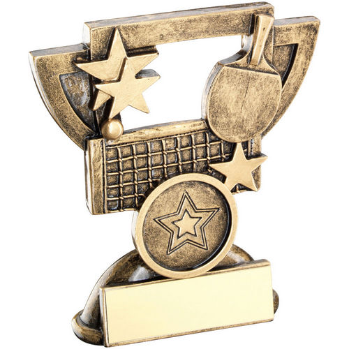 Brz/Gold Table Tennis Mini Cup With Plate (1in Centre) - 95mm by Legacy Outfitters