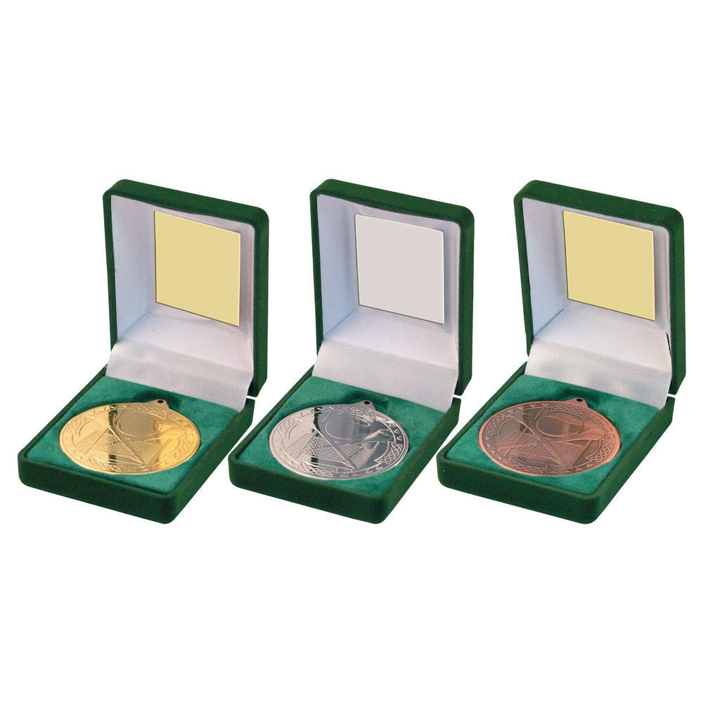 Green Velvet Box And Hurling 50mm Medal by Legacy Outfitters