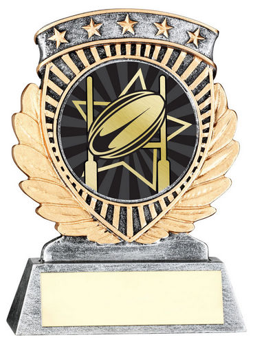 Pew/Gold 5 Star Holder With Vinyl Rugby Insert & Plate - 95mm by Legacy Outfitters