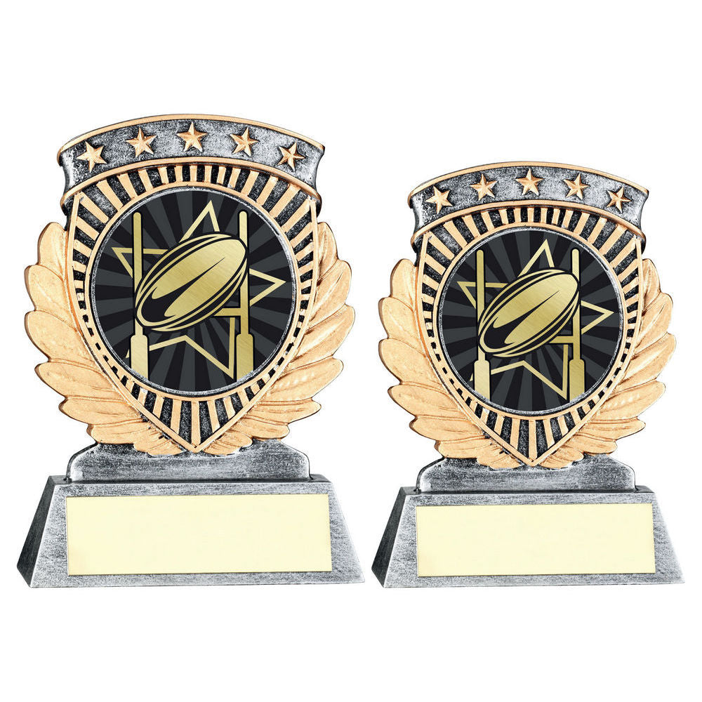 Pew/Gold 5 Star Holder With Vinyl Rugby Insert & Plate by Legacy Outfitters